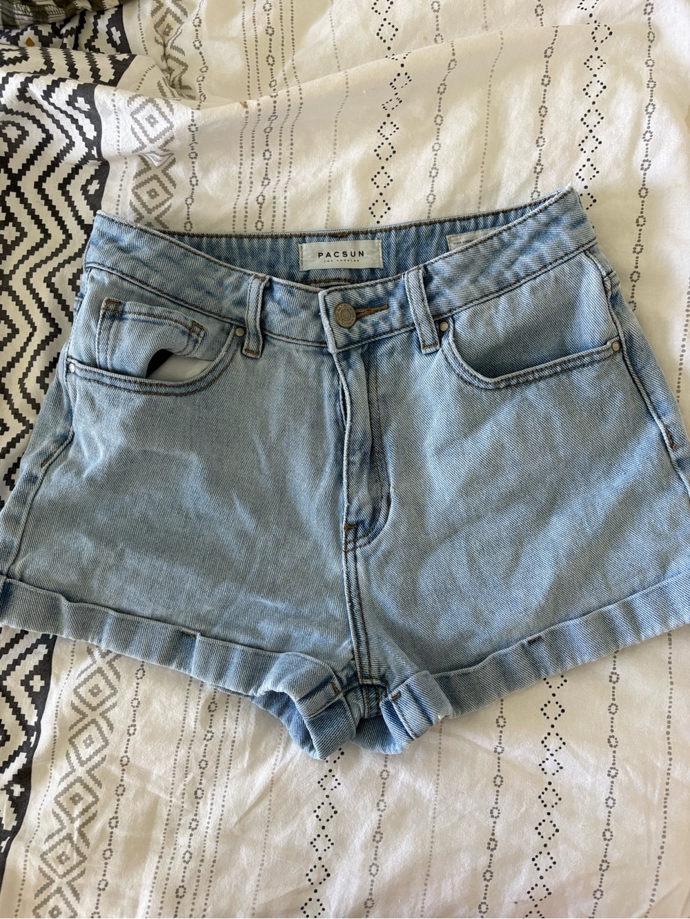 PacSun Light Wash High-Rise Denim Mom  Shorts